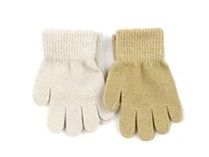 CeLaVi beige gold glitter fingervanter uld/nylon (2-pack)